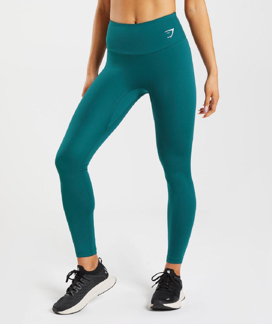 Legginsy Damskie Gymshark Fraction Turkusowe | PL 2218HAP